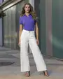 Jeans twill tipo wide leg 481 tiro alto blanco