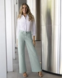 Jeans twill tipo wide leg 481 tiro alto celeste