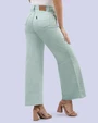 Jeans twill tipo wide leg 481 tiro alto celeste
