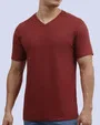 Camiseta cuello v lisa manga corta roja