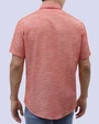 Camisa casual slim fit manga corta  jaspeada anaranjada