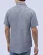 Camisa casual slim fit manga corta  jaspeada azul