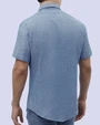 Camisa casual slim fit manga corta  jaspeada azul