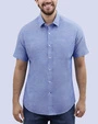 Camisa casual slim fit manga corta  jaspeada celeste