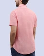 Camisa casual slim fit manga corta  jaspeada rosada