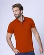 Camisa sport lisa slim fit manga corta anaranjada