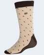 Calcetín de vestir beige con diseño