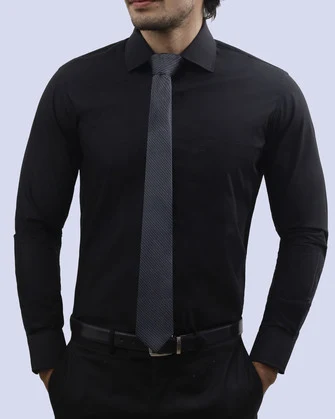 Camisa lisa branson slim fit en color negro