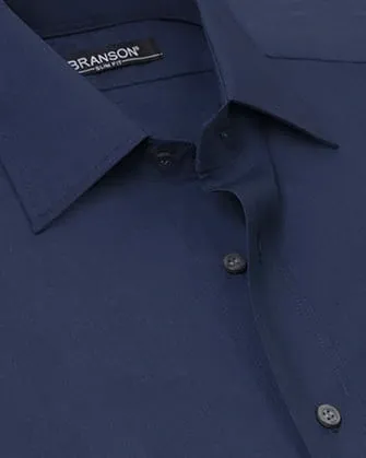 Camisa lisa branson slim fit en color azul