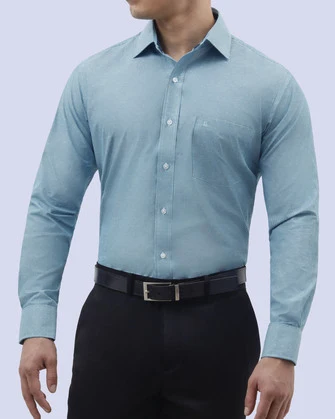 Camisa textura branson slim fit en color celeste