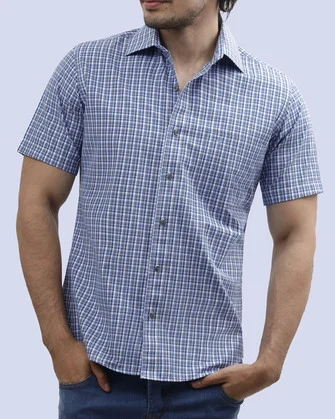 Camisa cuadro branson slim fit en color azul