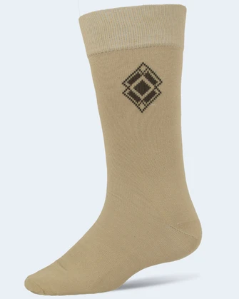Calcetín de vestir beige con diseño