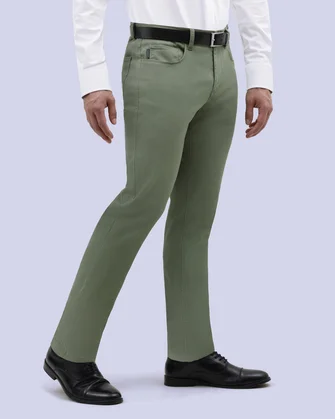 Pantalón casual slim fit verde tencel manhattan
