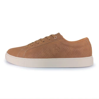 Calzado casual cafe con suela beige