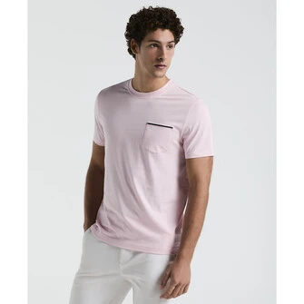 Camiseta moda lisa  con bolsillos manga corta rosada