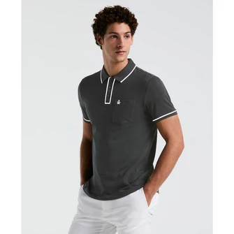 Polo earl™ basica lisa piqué manga corta gris oscuro