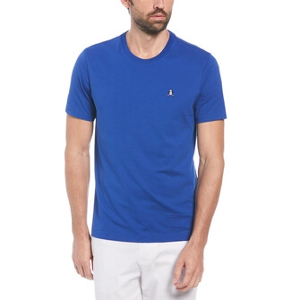 Camiseta moda lisa algodon manga corta azul