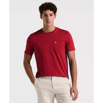 Camiseta  supima manga corta con bolsillo en color roja
