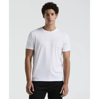 Camiseta manga corta con logotipo tonal en blanco