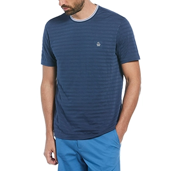 Camiseta moda rayada manga corta azul