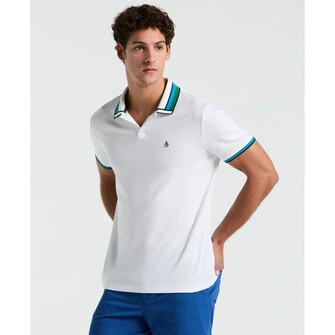 Polo moda interlock con ribete manga corta blanca