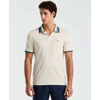 Polo moda interlock con ribete manga corta beige