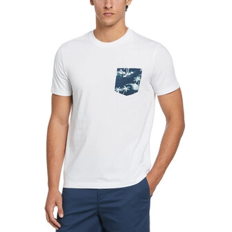 Camiseta moda lisa  con bolsillos manga corta blanca