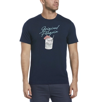Camiseta moda estampada manga corta azul