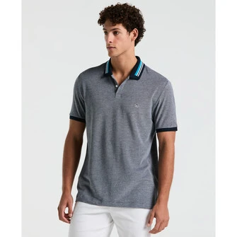 Polo moda lisa pique manga corta azul