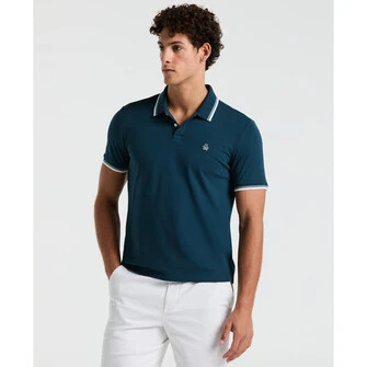 Polo moda lisa pique manga corta turquesa