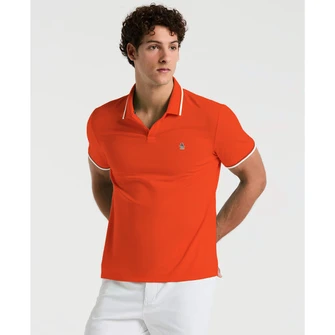 Polo moda lisa pique manga corta anaranjada