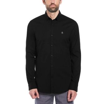 Camisa basica lisa oxford ecovero™ manga larga negro