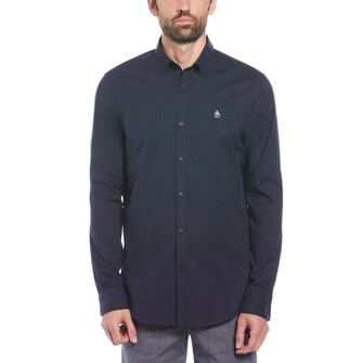 Camisa basica lisa oxford ecovero™ manga larga azul navy