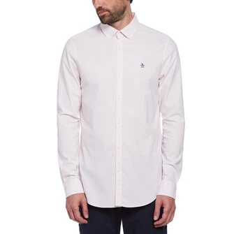 Camisa basica lisa oxford ecovero™ manga larga rosada