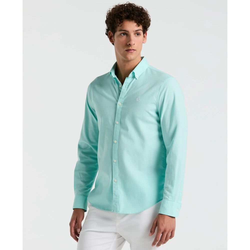 Camisa moda lisa oxford ecovero™ manga larga menta