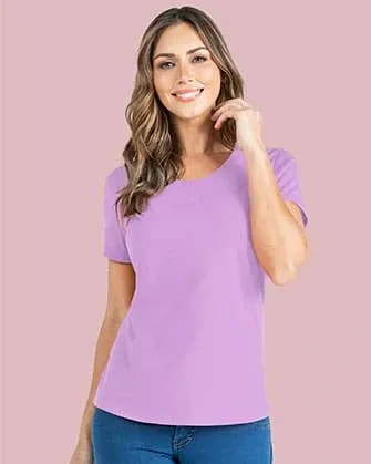 Camiseta dama cuello redondo lila