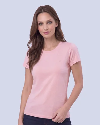 Camiseta lisa cuello redondo manga corta rosada