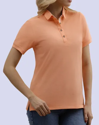 Blusa sport slim fit manga corta salmón
