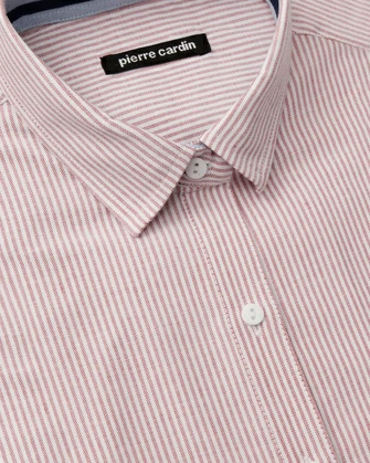 Blusa diseño de vestir slim fit manga larga rayas rosadas
