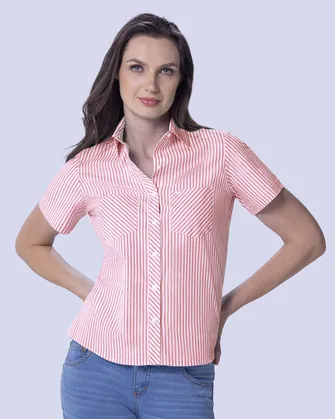 Blusa diseño casual slim fit manga corta roja