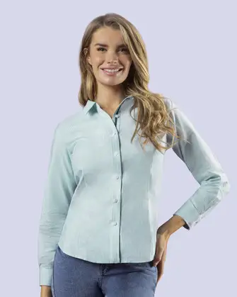 Blusa de vestir rayada slim fit manga larga verde