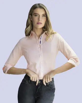 Blusa de vestir rayada slim fit manga larga amarilla
