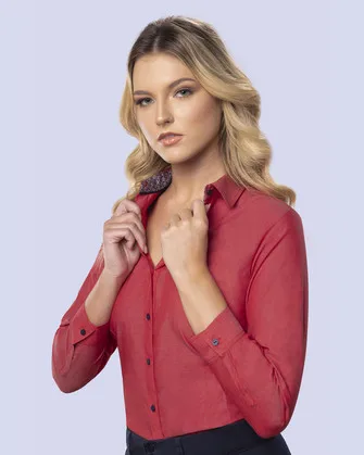 Blusa de vestir slim fit manga larga roja