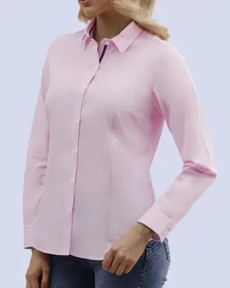 Blusa de vestir slim fit manga larga rosada