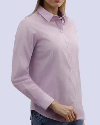 Blusa de vestir slim fit manga larga lila