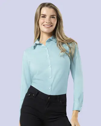 Blusa de vestir slim fit manga larga piqué verde
