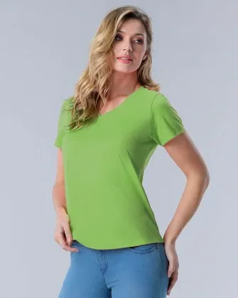 Camiseta dama cuello v verde
