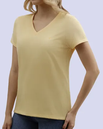 Blusa sport slim fit manga corta amarilla