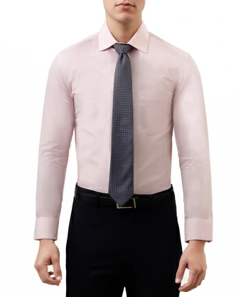 Camisa clásica slim fit manga larga color rosa pastel
