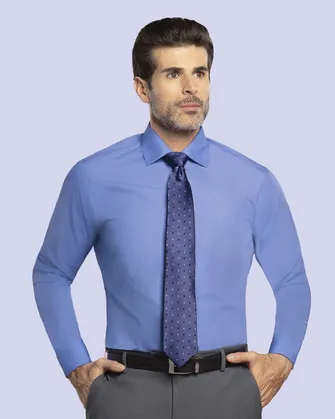 Camisa de vestir clásica azul zurro manga larga slim fit